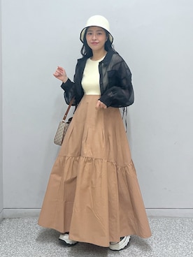 「FREE'S MART（フリーズマート）のアイテム（帽子）」を使った、chiyoさん（レディース・155cm）の春コーディネート