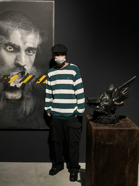 「LACOSTE」｜「アイテム（ハンチング/ベレー帽）」を使った、えいちゃんさん（メンズ・178cm）の秋コーディネート