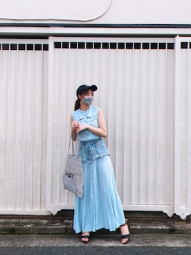 「キャップ女子」｜和田瞳さん（レディース・161cm）の夏コーディネート