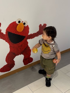 「アイテム（カーゴパンツ）」を使った、IROさん（キッズ・80cm）の秋コーディネート