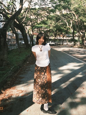 「NET（ネット）のアイテム」を使った、Liaさん（レディース・164cm）の夏コーディネート