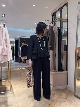 「アイテム（エコバッグ/サブバッグ）」を使った、春川 紫帆さん（レディース・158cm）の秋コーディネート