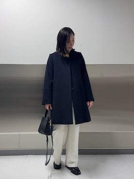 「アイテム（ノーカラーコート）」を使った、shiho.hさん（レディース・158cm）の冬コーディネート