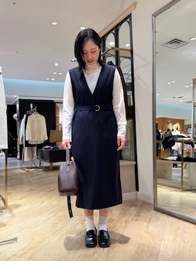 「アイテム（ジャンパースカート）」を使った、shiho.hさん（レディース・158cm）の秋コーディネート