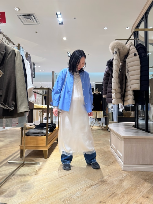 セール】ウォッシャブルトリミングレースサテンキャミワンピース