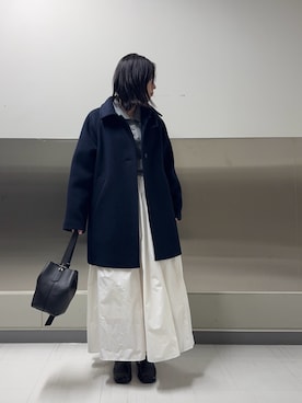 「カジュアルガーリー」｜「アイテム（ステンカラーコート）」を使った、shiho.hさん（レディース・158cm）の秋コーディネート