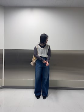 「アイテム（エコバッグ/サブバッグ）」を使った、春川 紫帆さん（レディース・158cm）の秋コーディネート