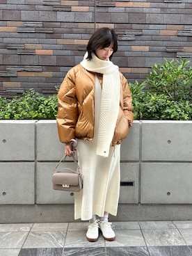 「アイテム（ダウンジャケット/コート）」を使った、ICHIEさん（レディース・163cm・20代）の秋コーディネート