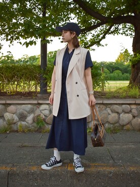 「WEARyouthコーデ」｜「アイテム（シャツワンピース）」を使った、senaさん（レディース・153cm）の夏コーディネート