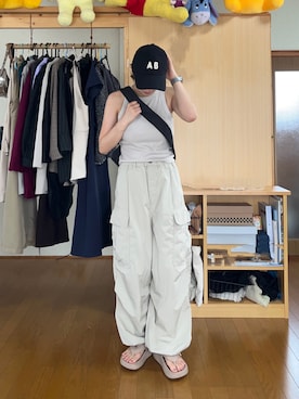 「Java（ジャバ）のアイテム（カーゴパンツ）」を使った、senaさん（レディース・153cm）の夏コーディネート