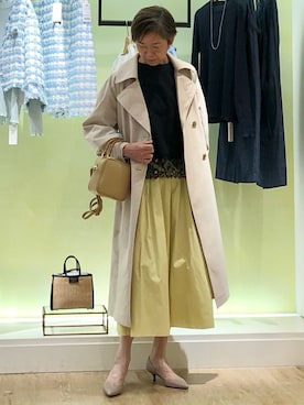 「NOLLEY’S（ノーリーズ）のアイテム（トレンチコート）」を使った、umezawa_nolさん（レディース・167cm）の冬コーディネート