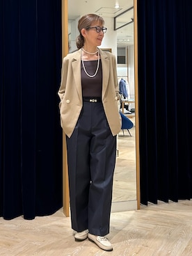 「アイテム（テーラードジャケット、イエロー系）」を使った、umezawa_nolさん（レディース・167cm）の秋コーディネート