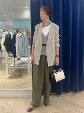 「NOLLEY’S（ノーリーズ）のアイテム（ジャケット/アウター）」を使った、nol tanakaさん（レディース・160cm）の春コーディネート