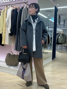 「NOLLEY’S Sophi（ノーリーズソフィ）の《セットアップ対応》ウォッシャブルウール混ツイルハイウエストワイドパンツ（その他パンツ）」を使った、nol tanakaさん（レディース・160cm）の秋コーディネート