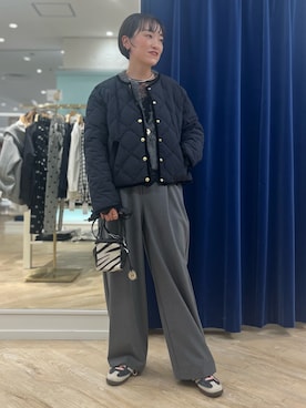 「アイテム（ダウンジャケット/コート、ブルー系）」を使った、nol tanakaさん（レディース・160cm）の秋コーディネート