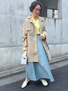 「イエローコーデ」｜「アイテム（その他アウター）」を使った、nol tanakaさん（レディース・160cm）の春コーディネート