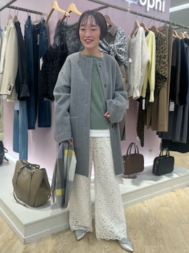 「アイテム（ノーカラーコート）」を使った、nol tanakaさん（レディース・160cm）の冬コーディネート