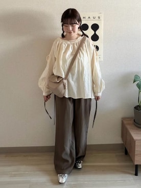 「アイテム（スラックス）」を使った、mimiさん（レディース・151cm・20代）の夏コーディネート