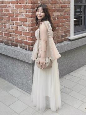 「アイテム（タンクトップ）」を使った、mimiさん（レディース・151cm）の夏コーディネート