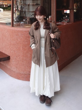 「アイテム（ボストンバッグ）」を使った、mimiさん（レディース・151cm・20代）の秋コーディネート