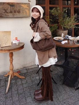 「アイテム（帽子）」を使った、mimiさん（レディース・151cm・20代）の秋コーディネート