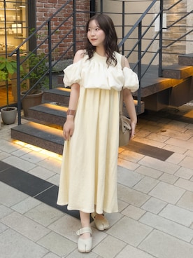 「mic by Olu.（ミックバイオルドット）のフリルドッキングワンピース（ワンピース）」を使った、mimiさん（レディース・151cm・20代）の夏コーディネート