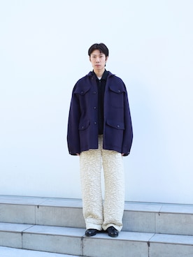 「marka（マーカ）のアイテム（ミリタリージャケット）」を使った、cionさん（メンズ・175cm）の冬コーディネート