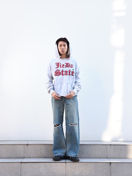 JieDa STATE SWEAT HOODIE パーカー ダメージ加工 Jieda（ジエダ）の「JieDa STATE SWEAT HOODIE（パーカー）」 - WEAR