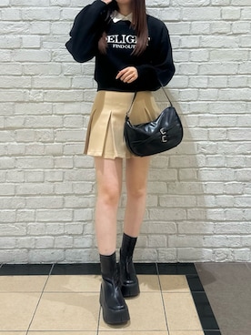 「ロゴニット」｜nanaさん（レディース・158cm）の冬コーディネート