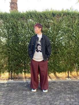 「ITEMS URBANRESEARCH（アイテムズ アーバンリサーチ）のループJQDニット CHERISH（ニット/セーター、ホワイト系）」を使った、tsubasaさん（メンズ・170cm）の冬コーディネート