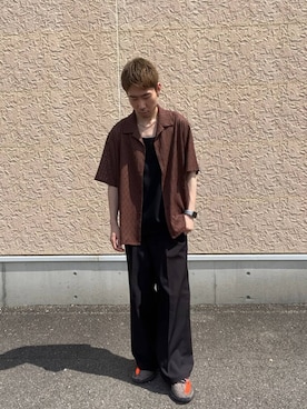 「ITEMS URBANRESEARCH（アイテムズ アーバンリサーチ）のクールタッチテレコタンクトップ（Tシャツ/カットソー、ブラック系）」を使った、tsubasaさん（メンズ・170cm）の夏コーディネート