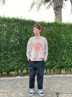 「ITEMS URBANRESEARCH（アイテムズ アーバンリサーチ）のデニム ベイカーパンツ（デニムパンツ、ブラック系）」を使った、tsubasaさん（メンズ・170cm）の秋コーディネート