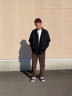 「ITEMS URBANRESEARCH（アイテムズ アーバンリサーチ）の裏フリース ボンディングコーデュロイパンツ（その他パンツ、ブラウン系）」を使った、tsubasaさん（メンズ・170cm）の冬コーディネート