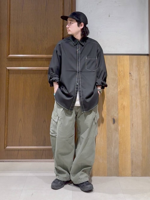 セール】TR配色ステッチ/オーバーサイズシャツ（シャツ/ブラウス