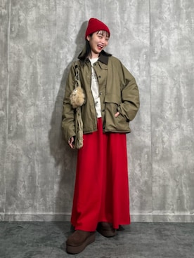 「ムートンブーツ」｜「アイテム（その他アウター）」を使った、eriさん（レディース・155cm）の秋コーディネート