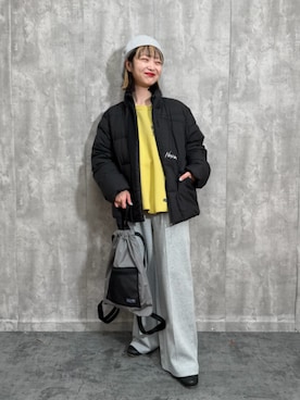 「ハンチング」｜「アイテム（スウェットパンツ）」を使った、eriさん（レディース・155cm）の冬コーディネート
