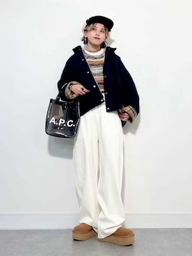 「DANTON（ダントン）のアイテム」を使った、eriさん（レディース・153cm）の冬コーディネート