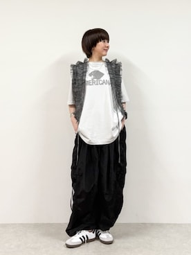 「アイテム（ベスト、グレー系）」を使った、eriさん（レディース・148cm）の夏コーディネート