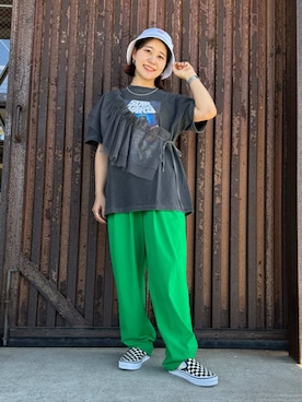 「150cm台コーデ」｜「アイテム（Tシャツ/カットソー）」を使った、eriさん（レディース・151cm）の夏コーディネート