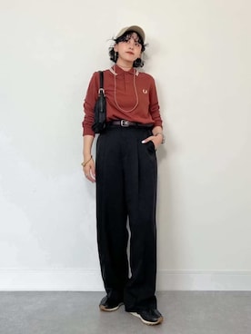 「初秋のパンツスタイル」｜「アイテム（キャップ）」を使った、eriさん（レディース・153cm）の秋コーディネート