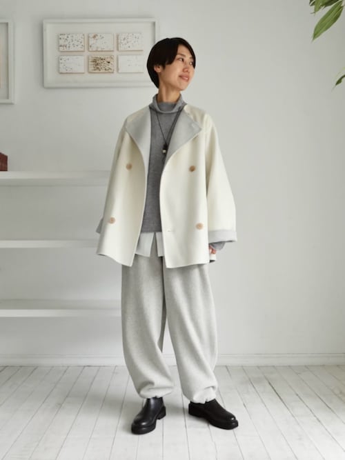 ダブルフェイス カラーレストレンチコート（ノーカラーコート
