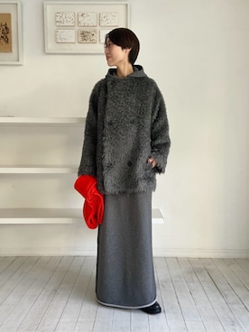 「アイテム（ノーカラーコート）」を使った、TOMORROWLAND_shinpoさん（レディース・164cm）の冬コーディネート