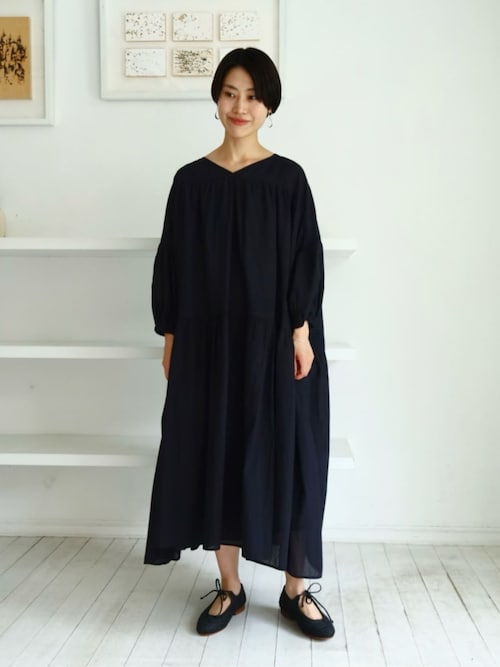 インドコットン ギャザーワンピース（ワンピース）｜GALERIE VIE