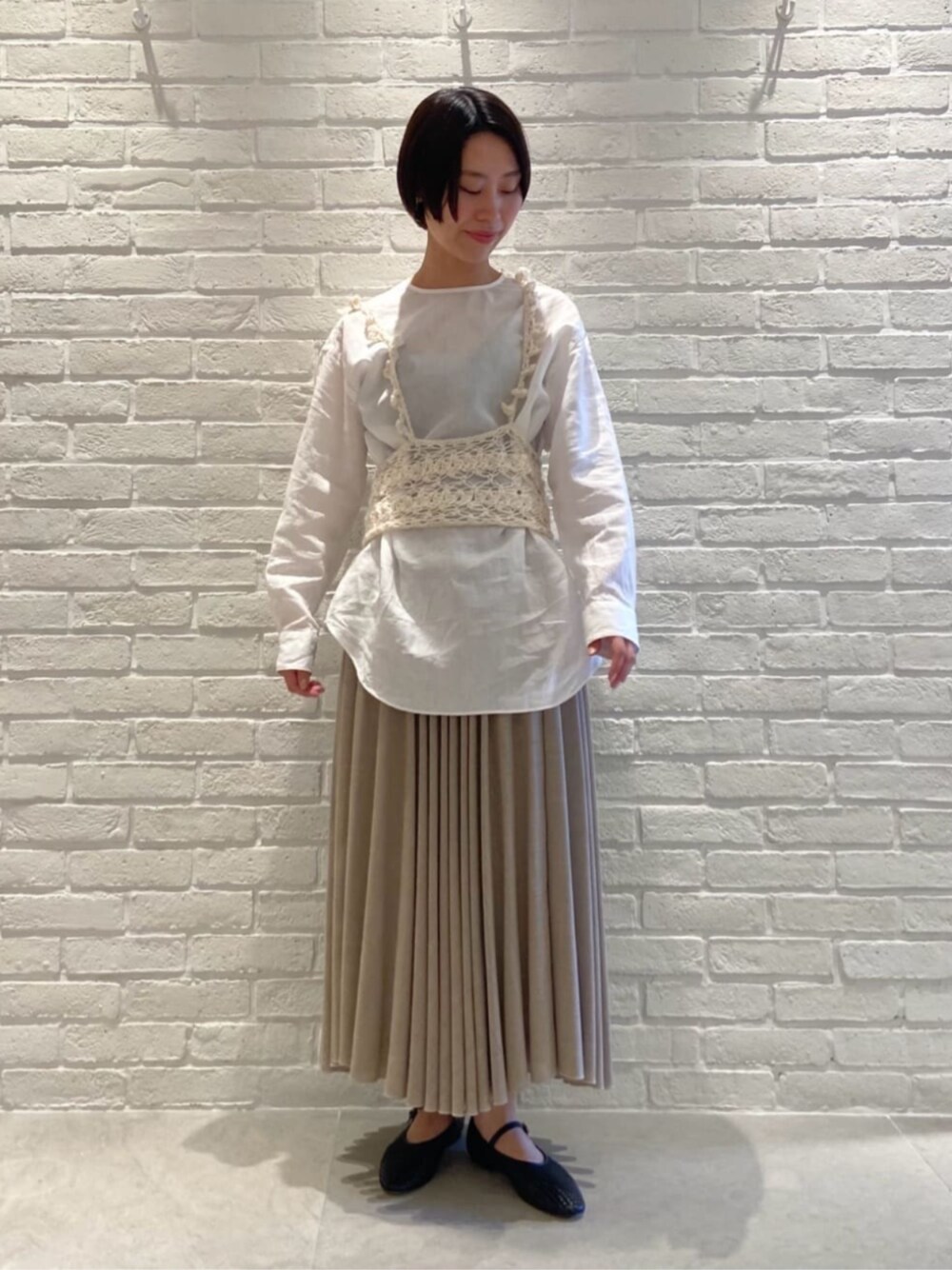 GALERIE VIE（ギャルリー ヴィー）の「□リネンテクスチャー プリーツ 