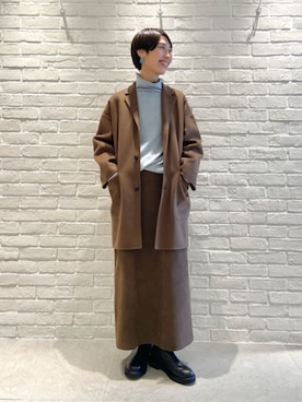 「アイテム（チェスターコート）」を使った、TOMORROWLAND_shinpoさん（レディース・164cm）の冬コーディネート