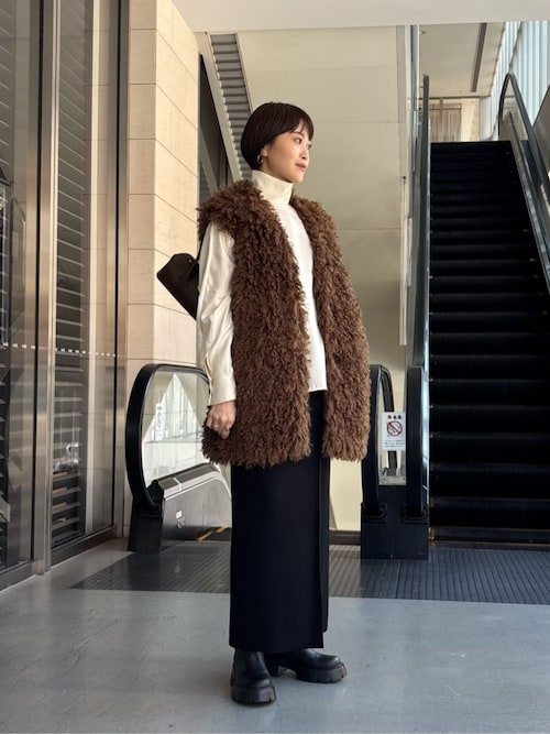 新品　タグありCINOH　チノ　ボアジレ　ベスト CINOH＞ロング ボア ベスト（ベスト）｜CINOH（チノ）のファッション