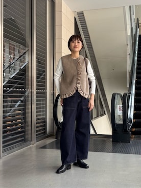 「OSOI（オソイ）のアイテム」を使った、加藤ゆりさん（レディース・163cm）の冬コーディネート