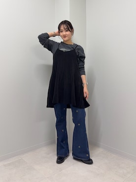 「アイテム（レインシューズ）」を使った、あおいさん（レディース・158cm）の秋コーディネート