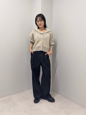 「骨格ストレート」｜「KBF（ケイビーエフ）のアイテム（ニット/セーター）」を使った、あおいさん（レディース・158cm）の秋コーディネート