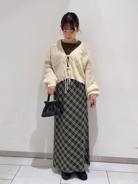 「KBF（ケイビーエフ）のシアーベロアシャーリングスリーブトップス（Tシャツ/カットソー）」を使った、あおいさん（レディース・158cm）の冬コーディネート